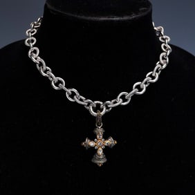 Judith Ripka Sterling Silver Necklace with Cross Pendant