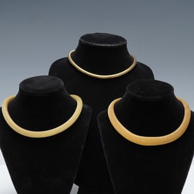 3pc Gold Tone Collar Necklaces