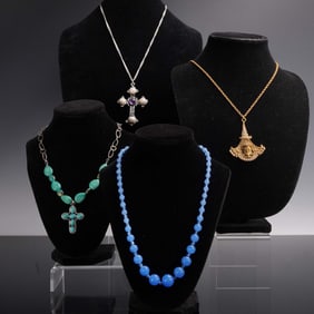 4pc Assorted Beaded and Stone Necklaces