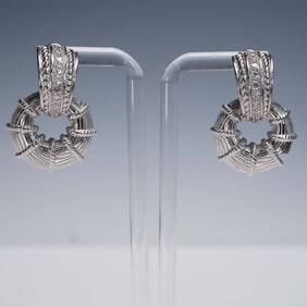 Judith Ripka Sterling Hoop Earrings with CZ Accents