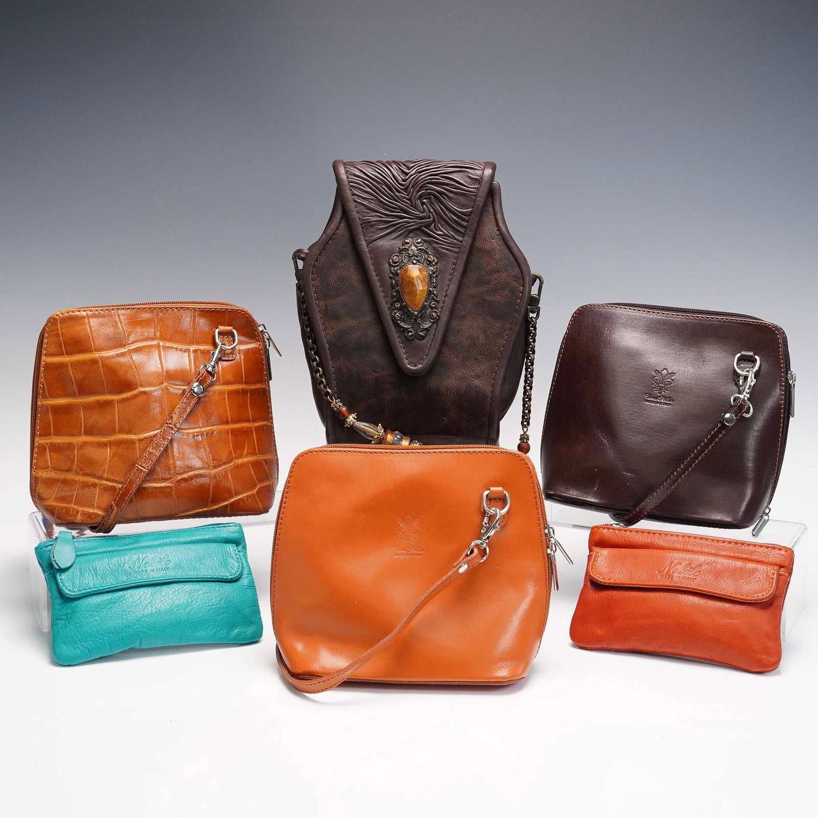 6pc Assorted Leather Handbags and Evening Bags (1 of 11)