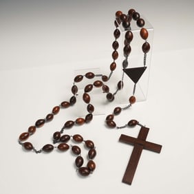 Handcrafted Wooden Rosary with Dark Wood Beads and Cross