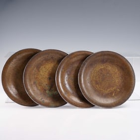 4pc Japanese Mixed Metal Bronze Dishes