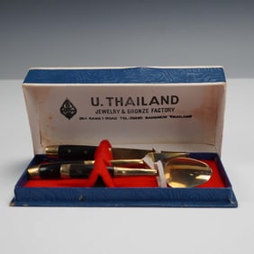 U. Thailand Bronze Dessert Cutlery Set in Original Box