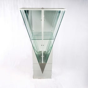 Contemporary Two-Shelf Glass Curio Cabinet with Drawers