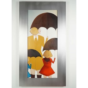 Jessica Stoddart-Ladd, Oil on Wood Canvas, Mother and Daughter, Signed