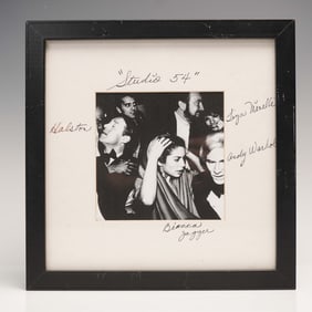Framed Print of Studio 54 Photo w/ Warhol & Bianca Jagger