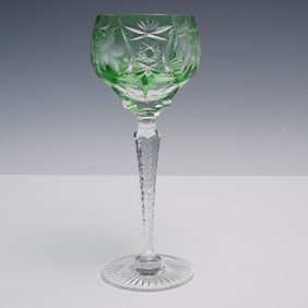 4pc Cut to Clear Crystal Goblets with Textured Stems, Multicolor