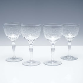 4pc Floral Etched Cordial Glasses