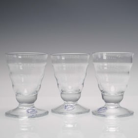 3pc Vietri Clear Glass Footed Tumblers