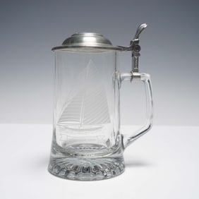 Old Spice Glass Beer Stein with Pewter Lid , Columbia 1901