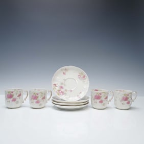 8pc Haviland France Cup and Saucer Set, Floral Pattern