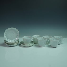 12pc Arabia Oksa Rice Grain Porcelain Cups and Saucers