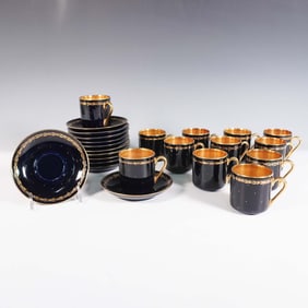 24pc Arabia of Finland Demitasse Set, Cobalt Blue and Gold