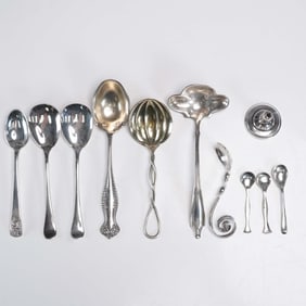 11pc Mixed Sterling Silver Spoon Lot with Lid