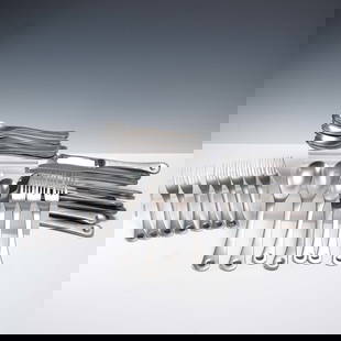 42pc Robert Welch Stainless Flatware, Design by William Welch: This 42-piece stainless steel flatware set by Robert Welch features a contemporary and ergonomic design by William Welch. Crafted in durable 18/10 stainless steel with a brushed matte finish, each pie