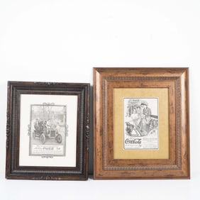 2pc Pair of Framed Reproduction Coca-Cola Automobile Advertisements