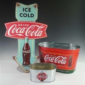 3pc Coca-Cola Metal Decor and Beverage Tubs