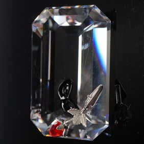 Swarovski Crystal Display Plaque with Rose and Mask Motif