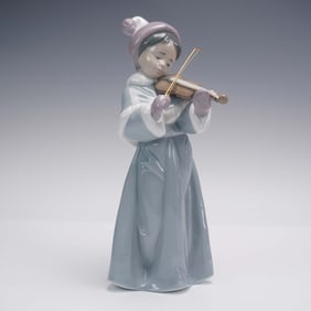 Lladro Porcelain Figurine 6534 Girl With Violin, with Original Box