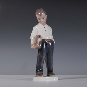 Lyngby Porcelain Figurine, Boy with Briefcase