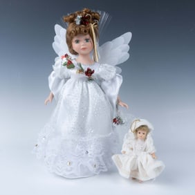 2pc Holiday Porcelain Doll & Ornament