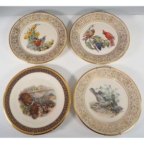 4pc Lenox Limited Edition Wildlife and Floral Plates with Plate Hangers
