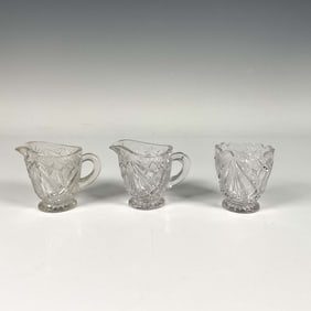 3pc Glass Toy Creamers and Child's Spooner