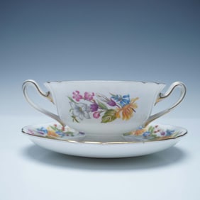 2pc Shelley China Soup Cup and Saucer, Spring Bouquet