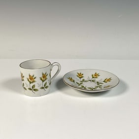 2pc Vintage Yellow Rosebud Demitasse Cup and Saucer