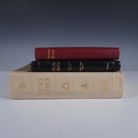 3 Vintage Bibles and Prayer Books, Ilustrated