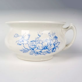 Edwin M. Knowles Semi Vitreous Chamber Pot Floral Blue