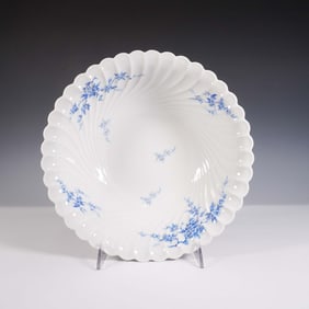 Haviland Limoges Porcelain Bowl, Blue Floral Swirl Design