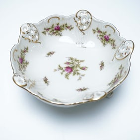Rosenthal Pierced 3 Toed Bon Bon Bowl, Moss Rose