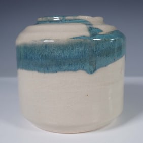Studio Pottery Vase with Blue Glaze