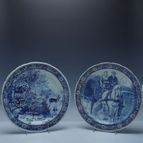 Pair of Royal Sphinx by Boch Delfts Chargers