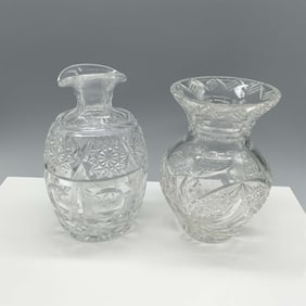 Pair of Crystal Glass Vase and Decanter Set