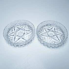 Pair of Cut Crystal Dishes with Starburst Pattern