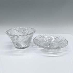 Pair of Vintage Glass Floral Motif Bowls