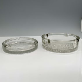 2pc Mid-Century Glass Ashtray Set