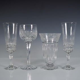 4pc Crystal Glassware Set Including Signed Waterford Christmas Vase
