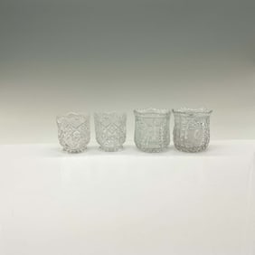 4pc Early Pattern Glass Toothpick Holders
