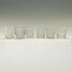 6pc Early Pattern Glass Toothpick Holders