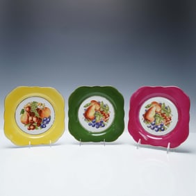 3pc M&R France Hand-Painted Fruit Motif Plates