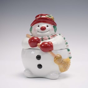Fitz and Floyd Candy Jar Snowman, Plaid Christmas