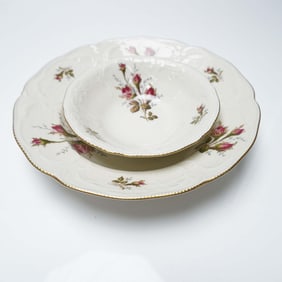 2pc Rosenthal Moss Rose Rim Soup and Cereal Bowls