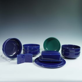 10pc Rosenthal Studio Line Dinnerware, Cobalt and Green
