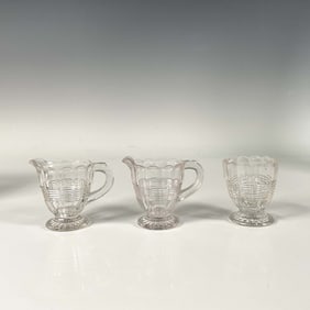 3pc Vintage Glass Creamers & Spooner