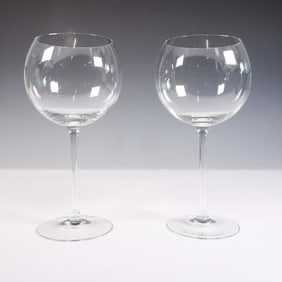 2pc Crystal Wine Glasses, Christinenhütte Zwiesel Crown-C Mark
