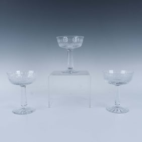 3pc Galway Crystal Champagne Coupes, Claddagh